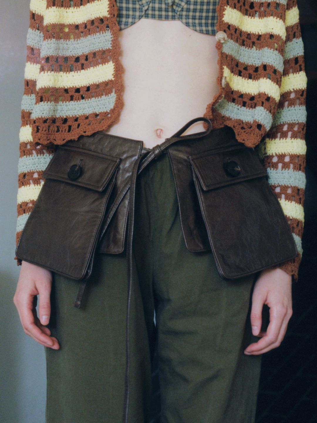 Patched Pocket Leather Belt 詳細画像 Brown 1