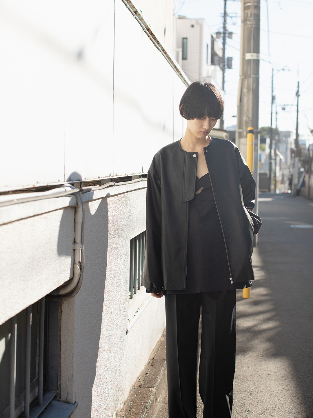 Gather Lamb Skin Blouson 詳細画像 Black 1