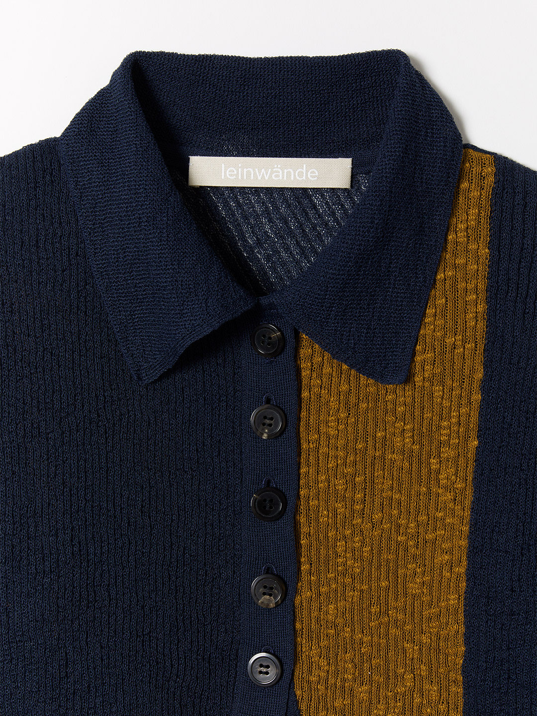 Intarsia Knitted Polo 詳細画像 Navy 3