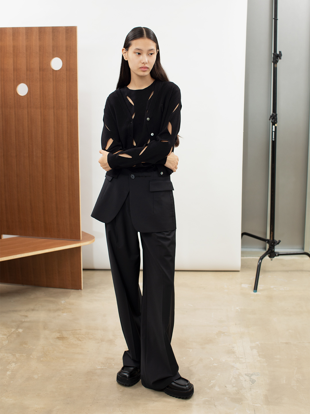 Flower Knitted Cardigan 詳細画像 Black 2