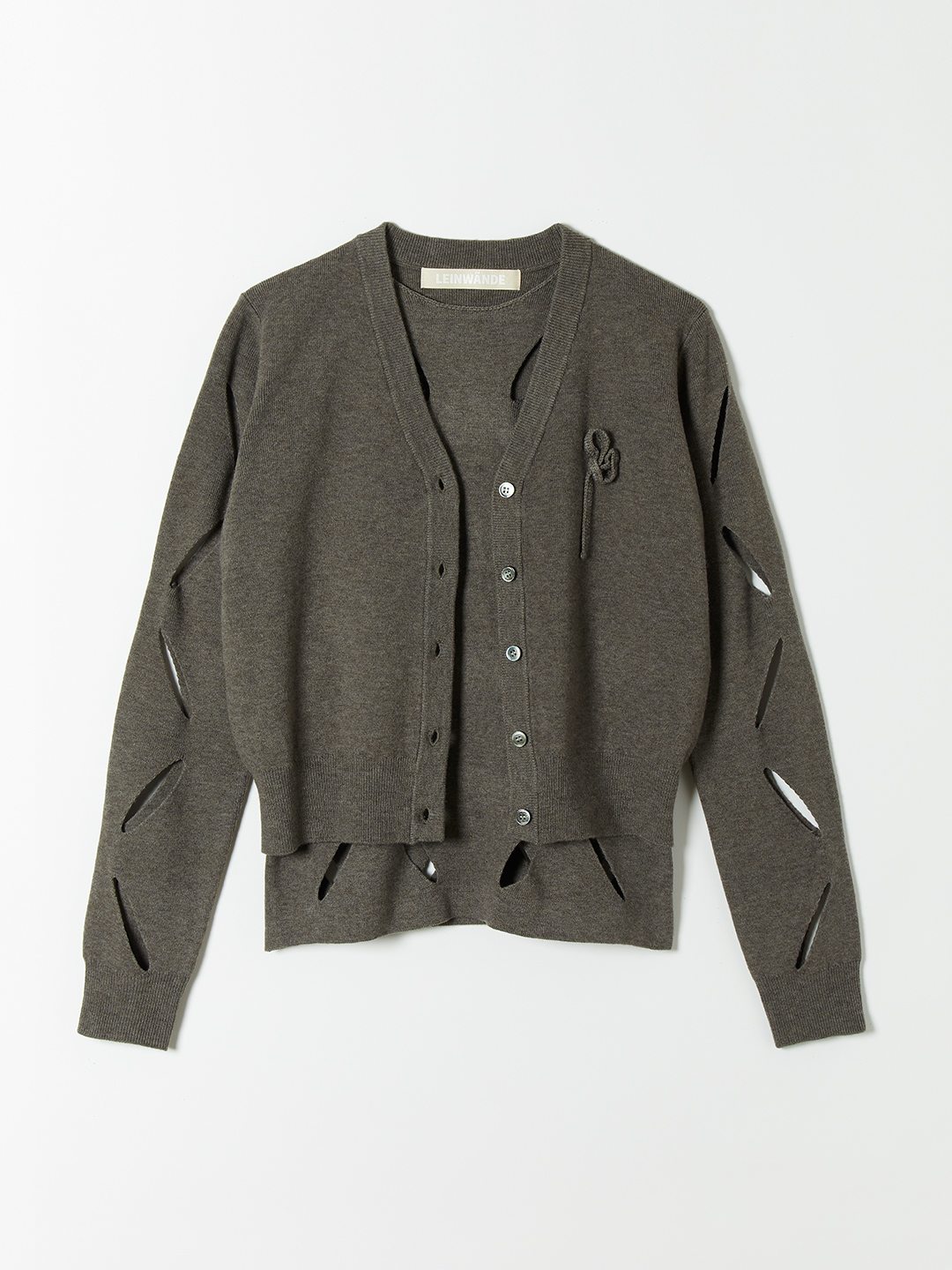 Flower Knitted Cardigan 詳細画像 Gray 4