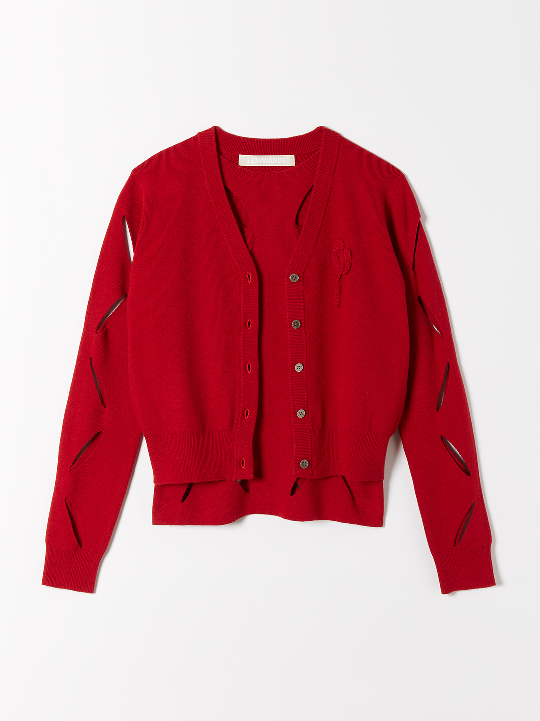 Flower Knitted Cardigan 詳細画像 Red 2