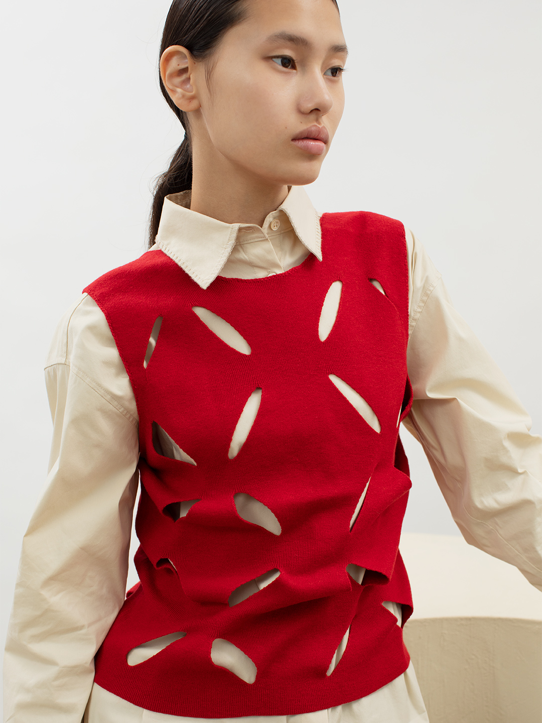 Flower Knitted Top 詳細画像 Red 1
