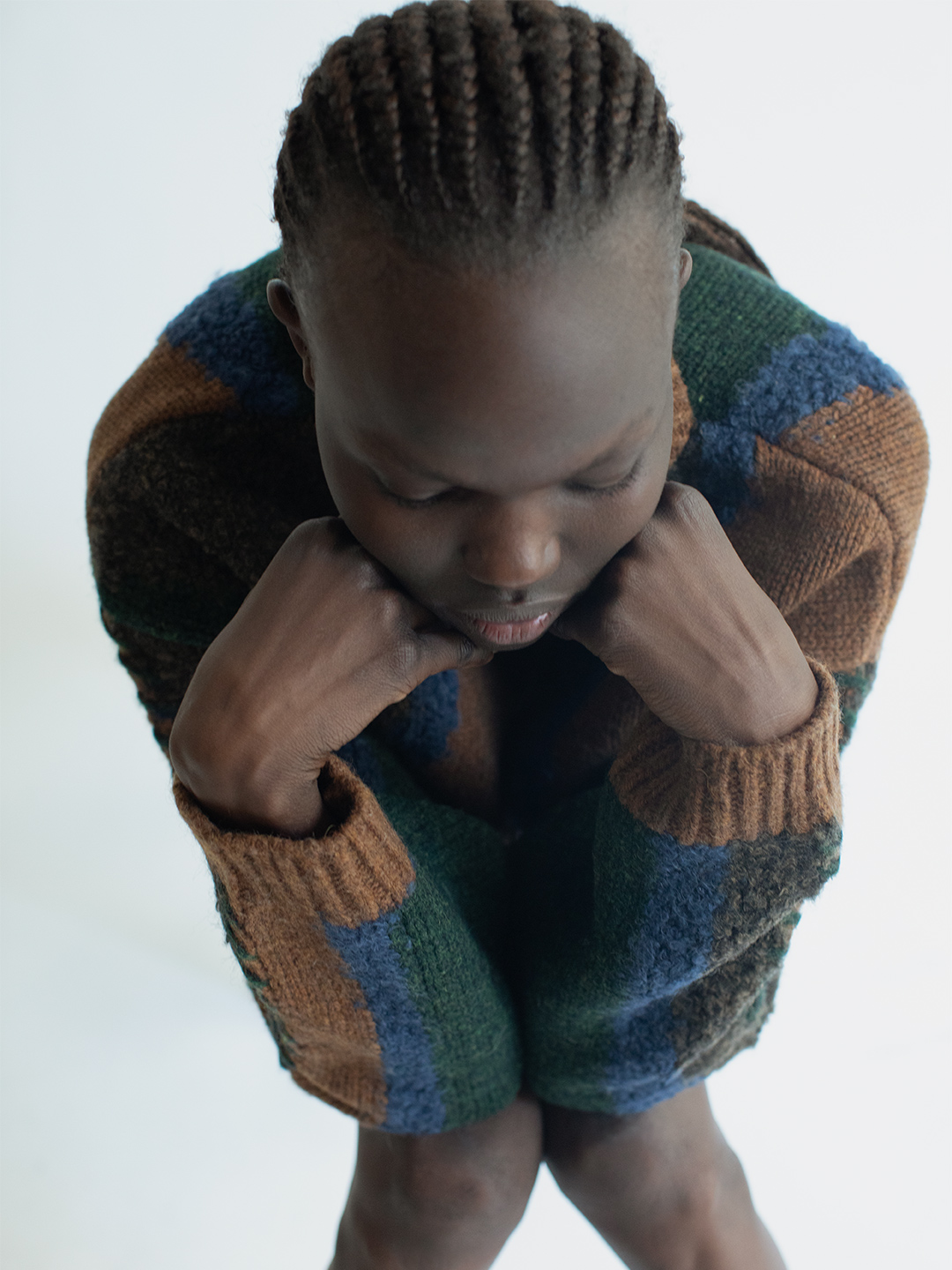 Intarsia Patchwork Cardigan 詳細画像 Brown 3
