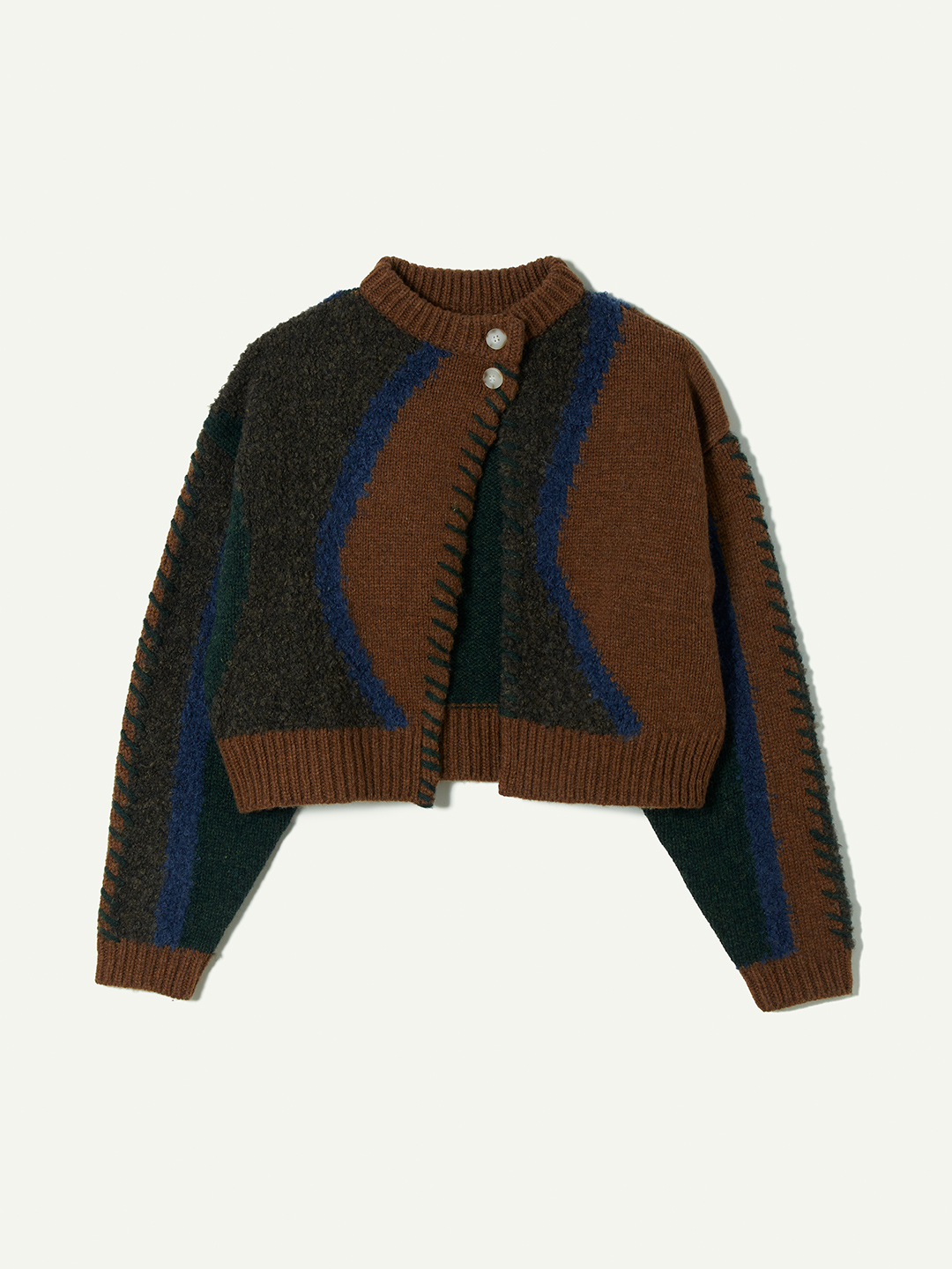 Intarsia Patchwork Cardigan