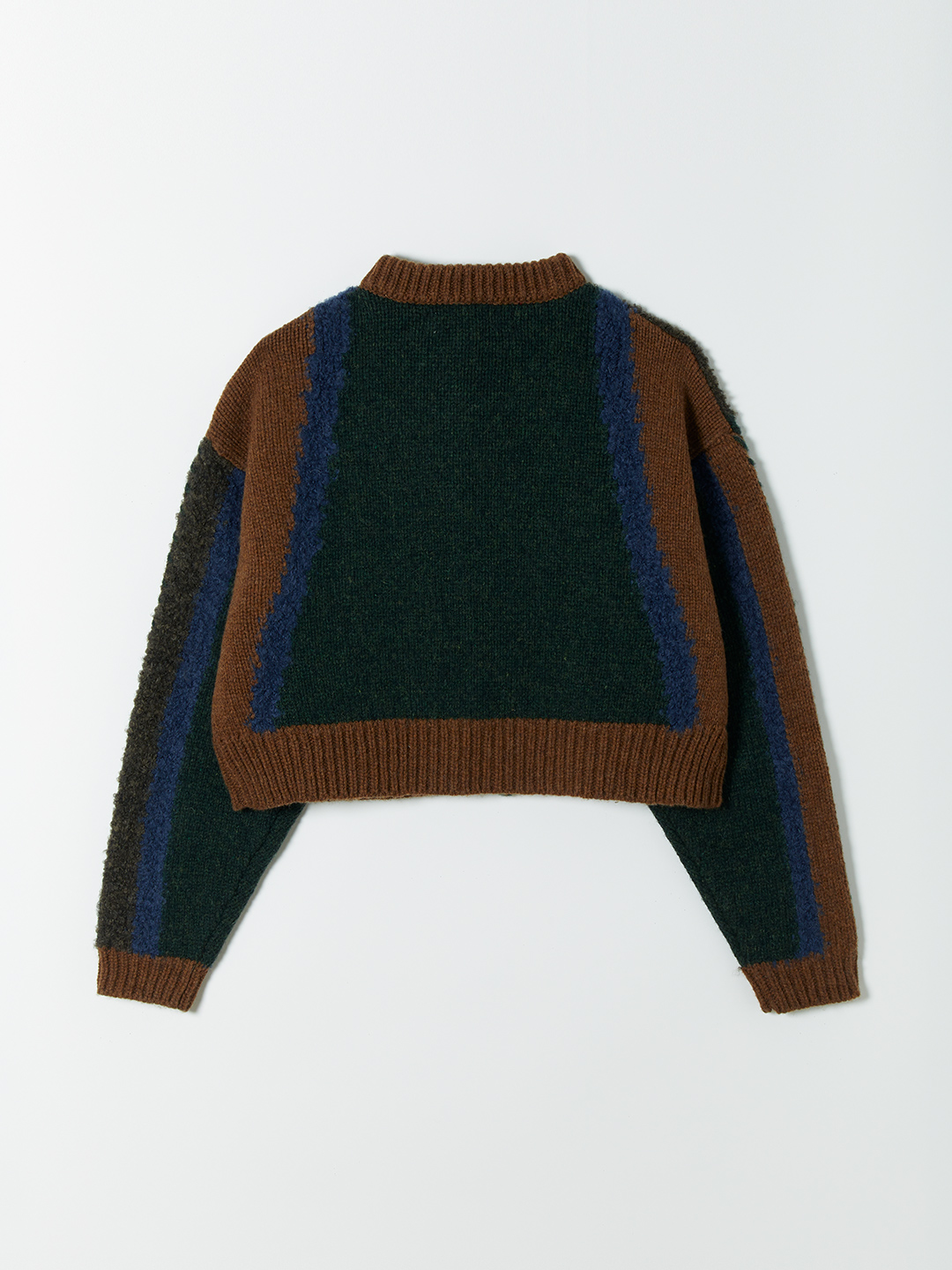Intarsia Patchwork Cardigan 詳細画像 Brown 2