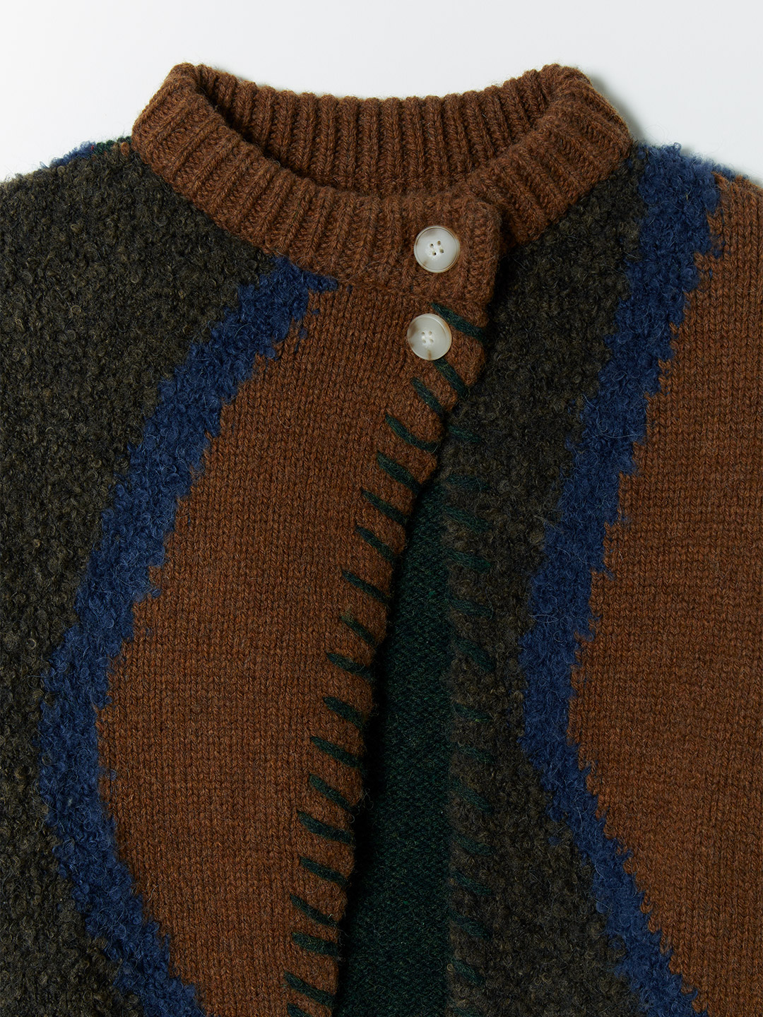Intarsia Patchwork Cardigan 詳細画像 Brown 3