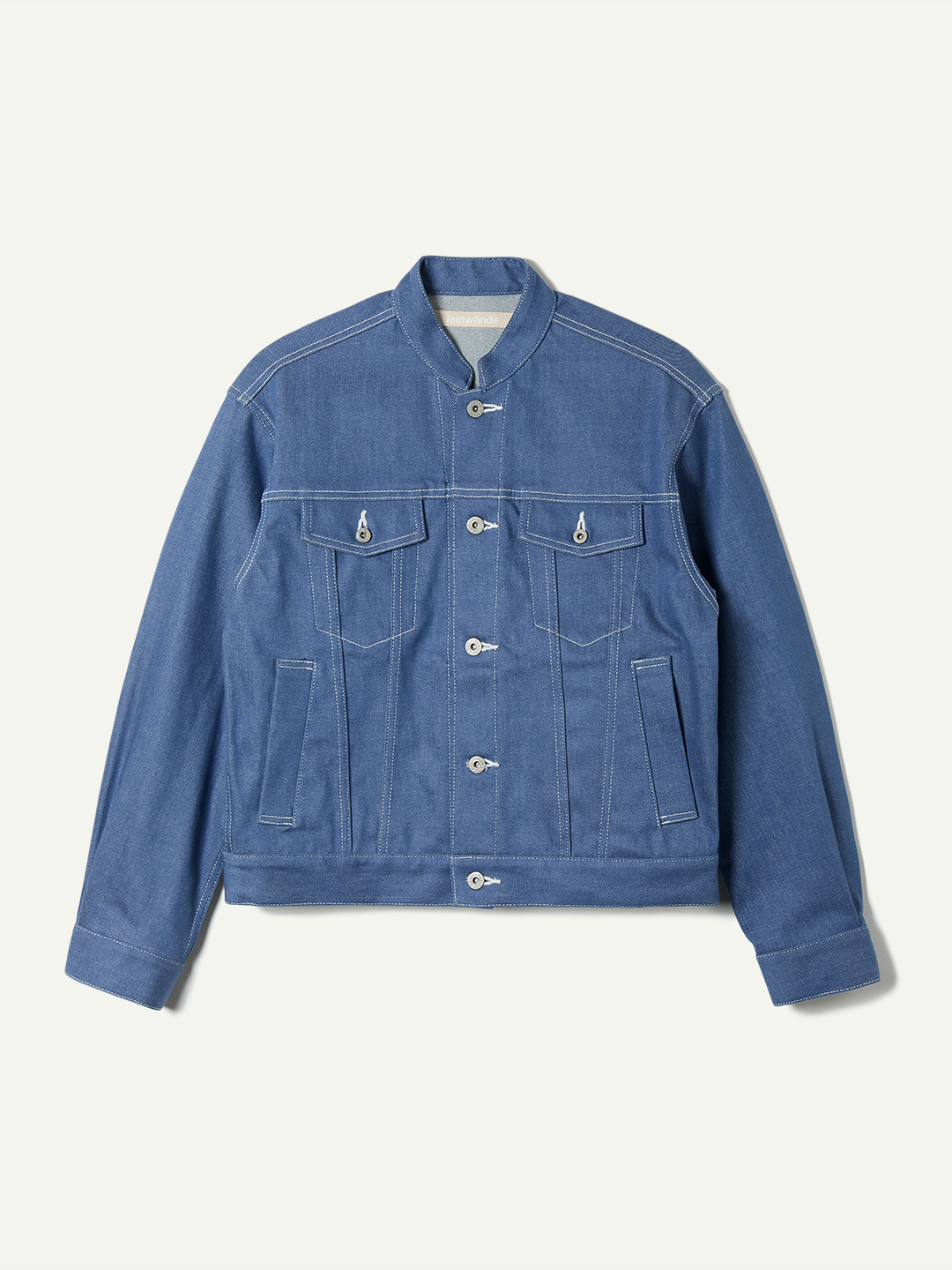 Stand Collar Denim Jacket 詳細画像 Blue 1