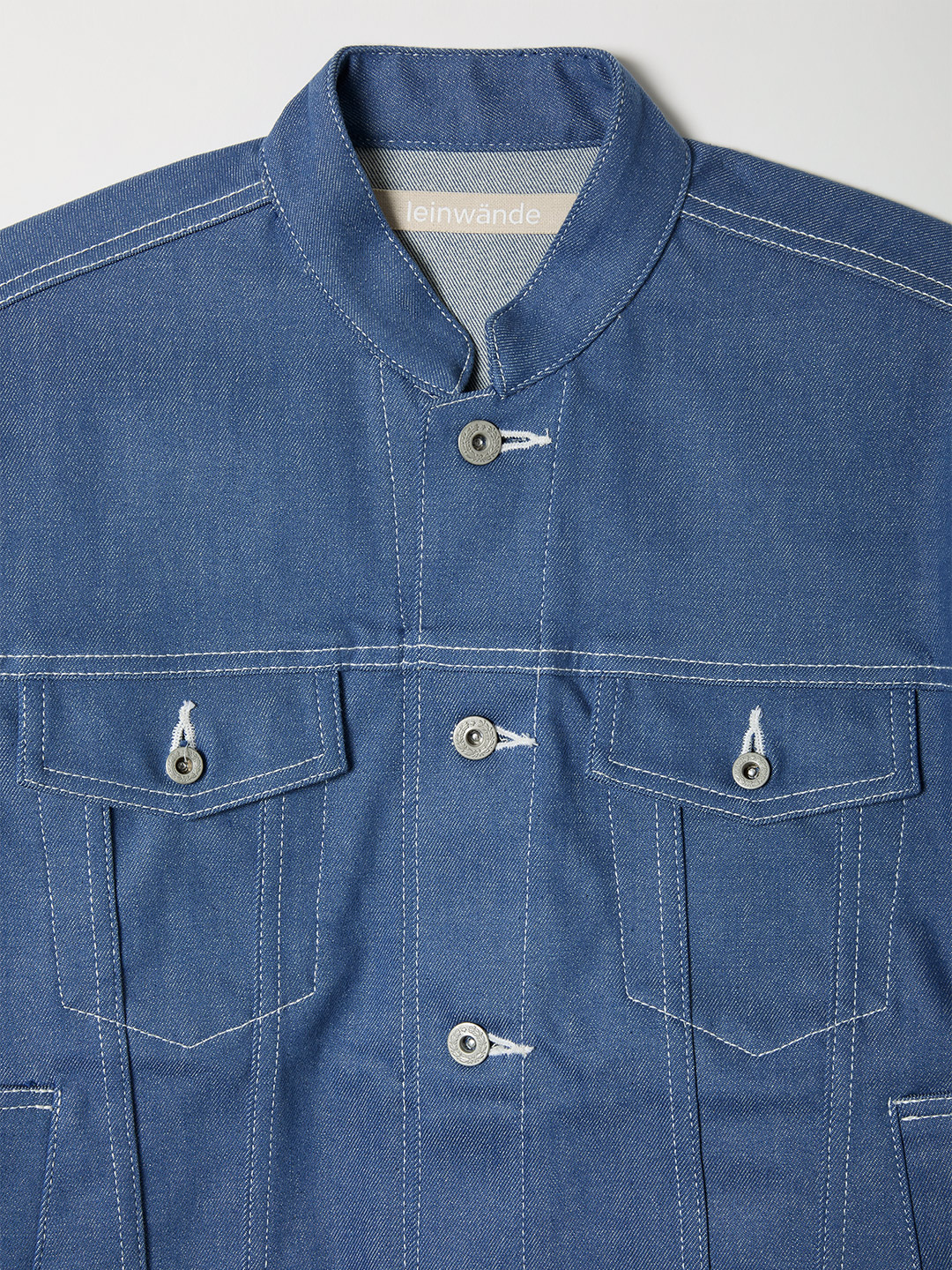 Stand Collar Denim Jacket 詳細画像 Blue 3