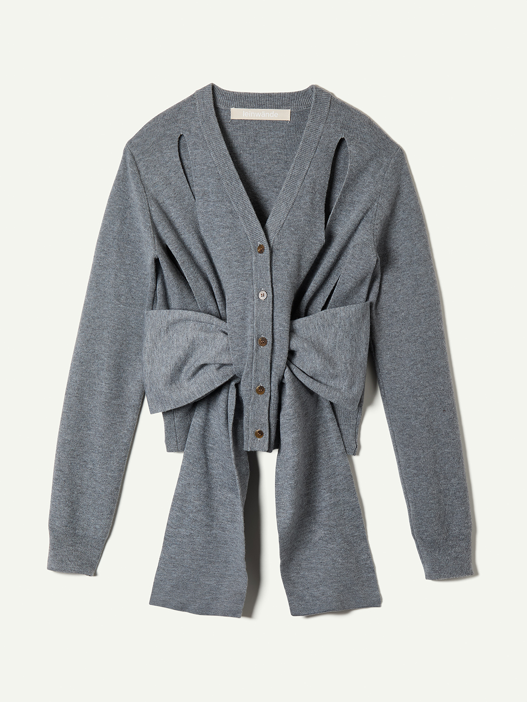 Ribbon Tie Cardigan 詳細画像 Gray 4