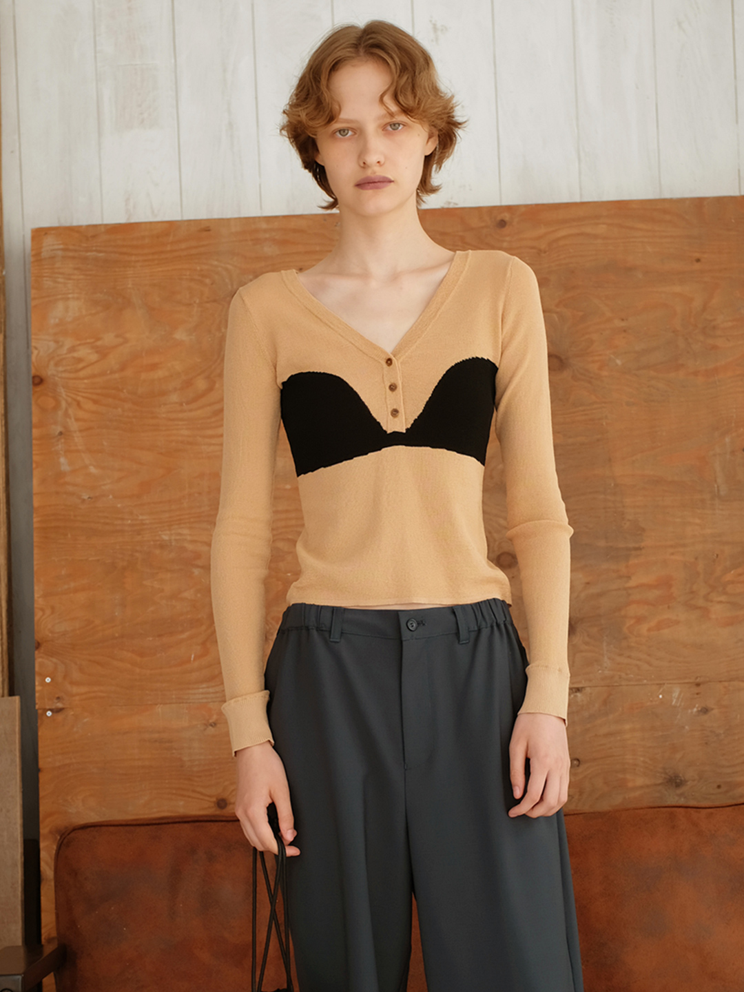 Bra Intarsia Knit 詳細画像 Beige 2
