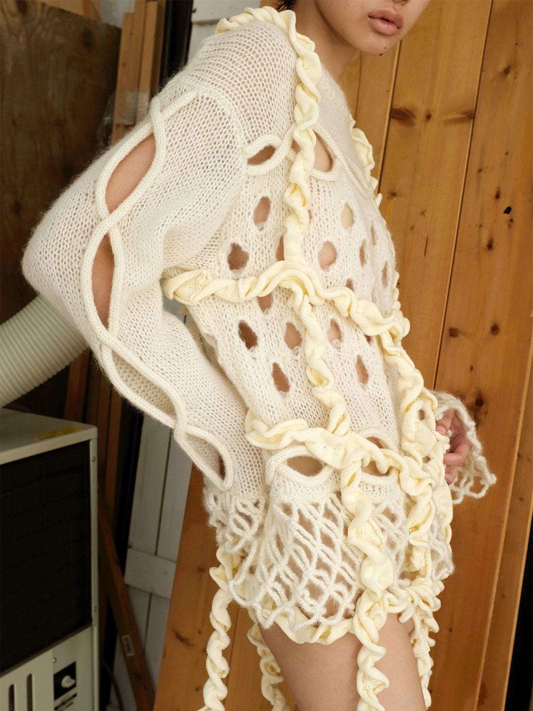 Cable&Dot Mohair Sweater 詳細画像 White 2