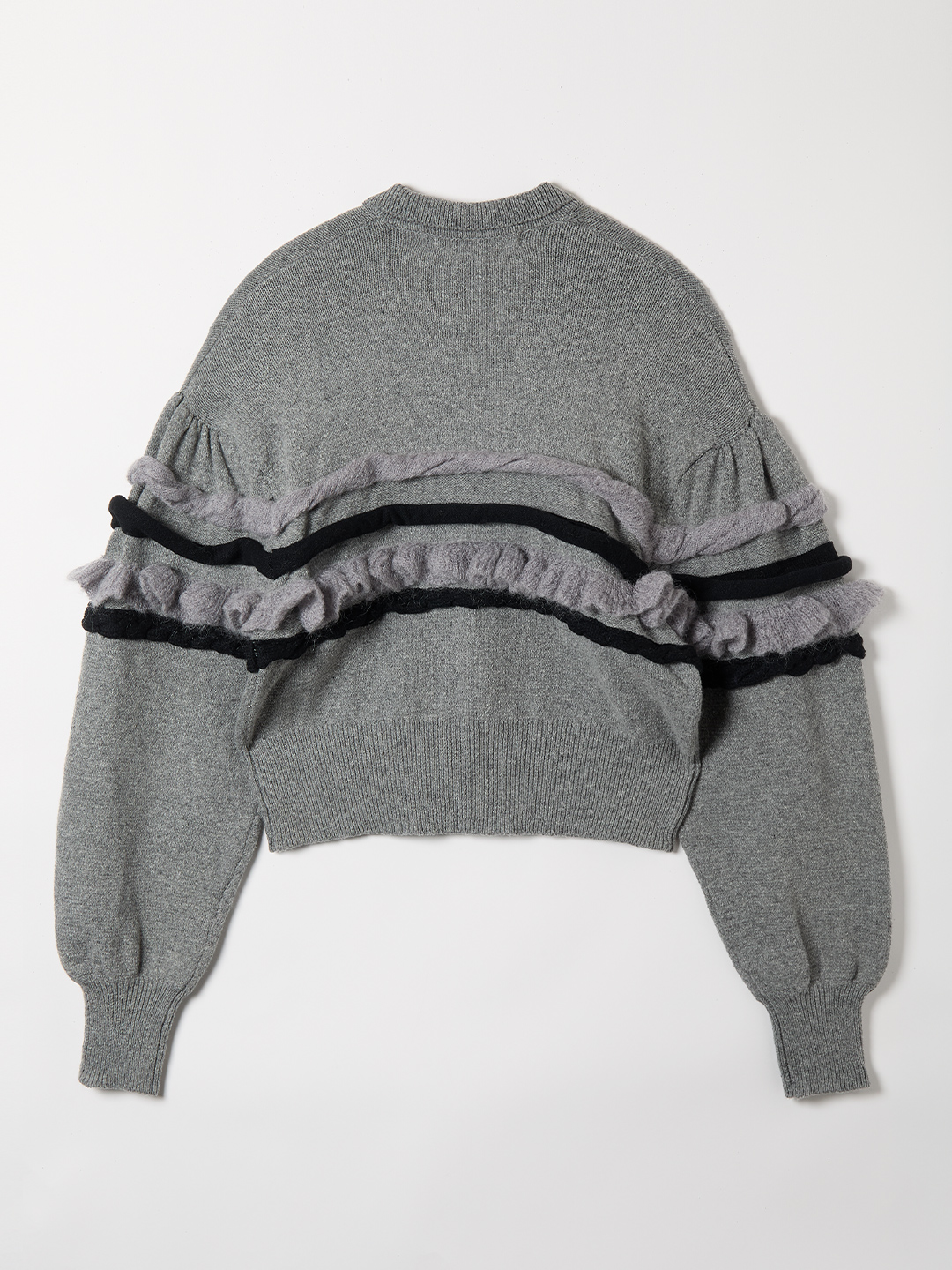 Textured Ruffle Sleeve Polo 詳細画像 Gray 2
