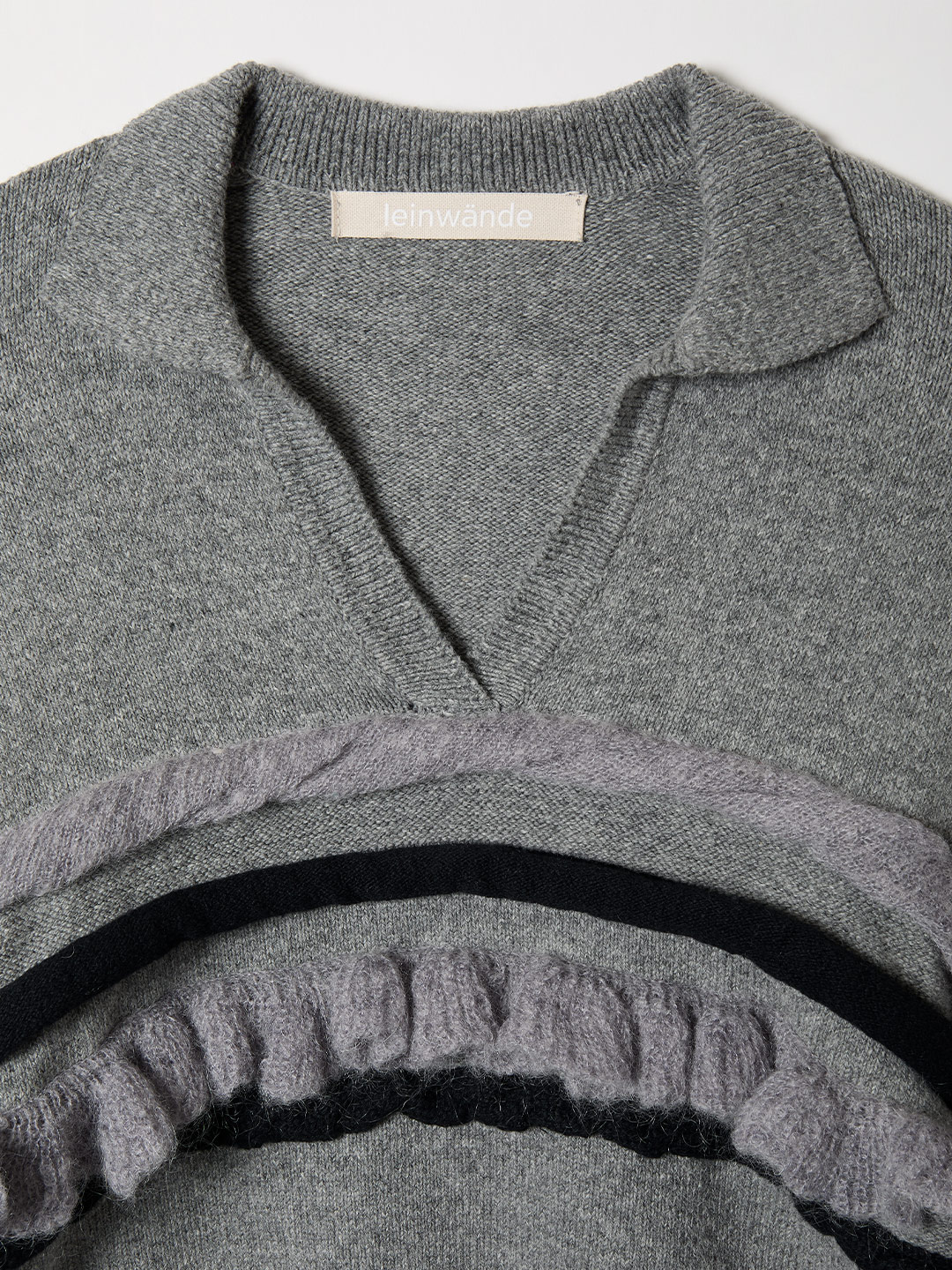 Textured Ruffle Sleeve Polo 詳細画像 Gray 3