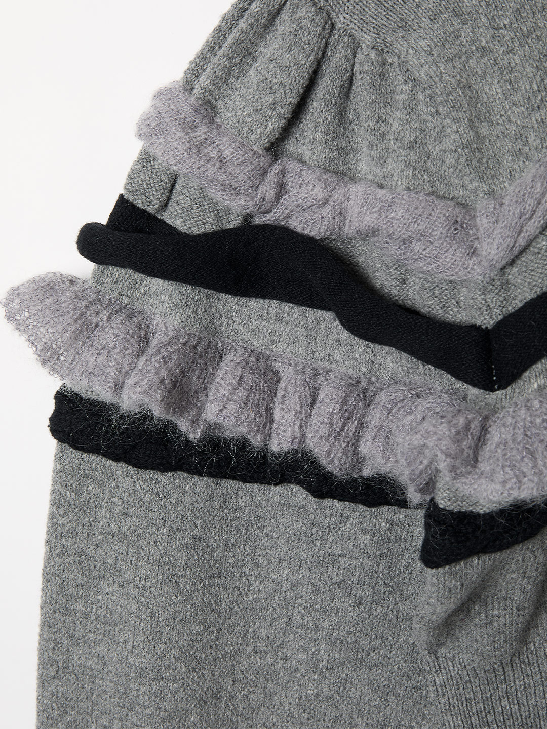 Textured Ruffle Sleeve Polo 詳細画像 Gray 4