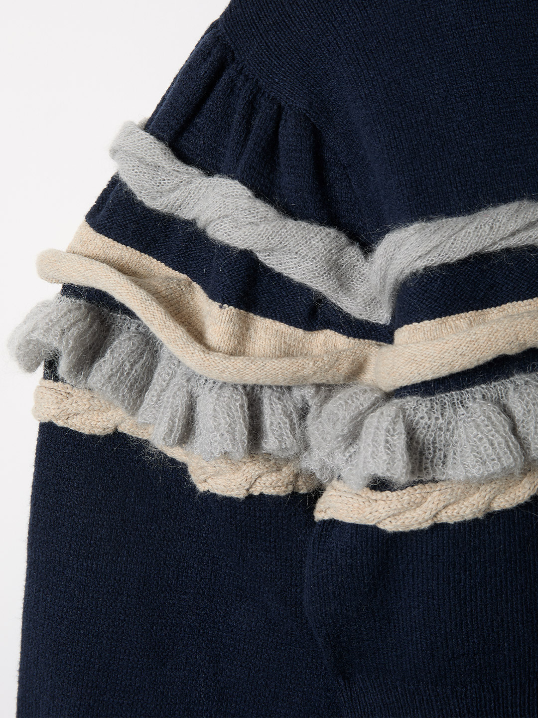 Textured Ruffle Sleeve Polo 詳細画像 Navy 4