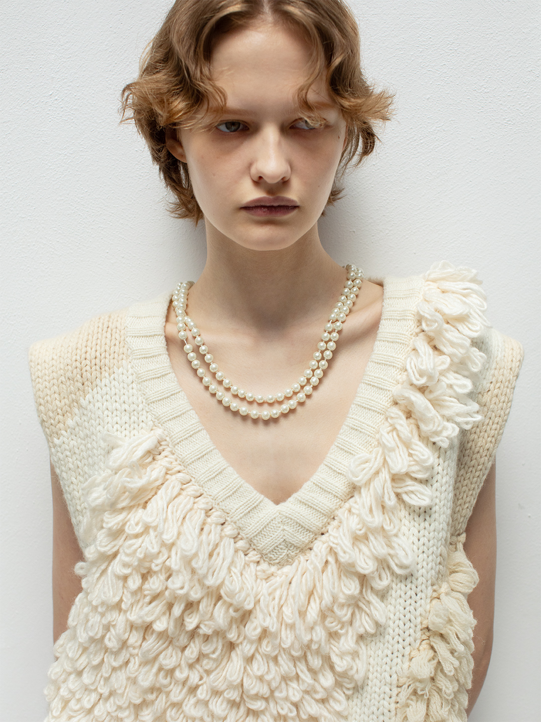 Landscape Intarsia Knit Vest 詳細画像 White 2