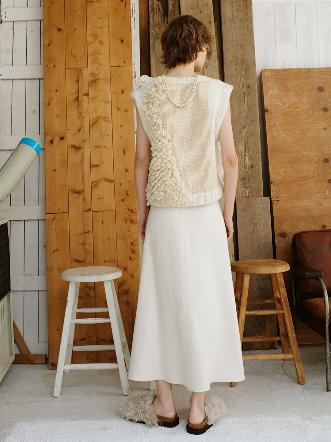 Landscape Intarsia Knit Vest 詳細画像 White 4