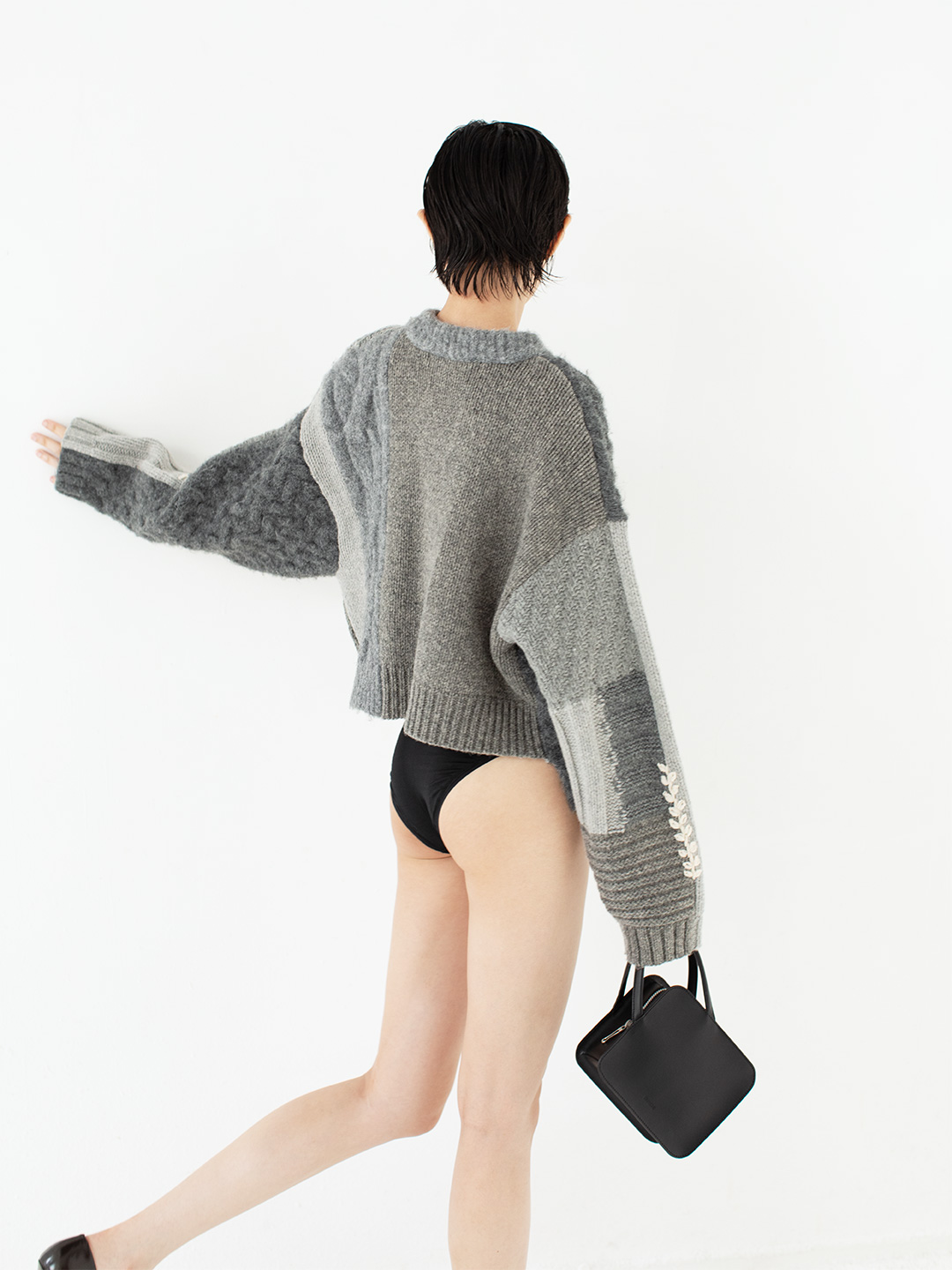 Intarsia Cable Cardigan 詳細画像 Gray 2