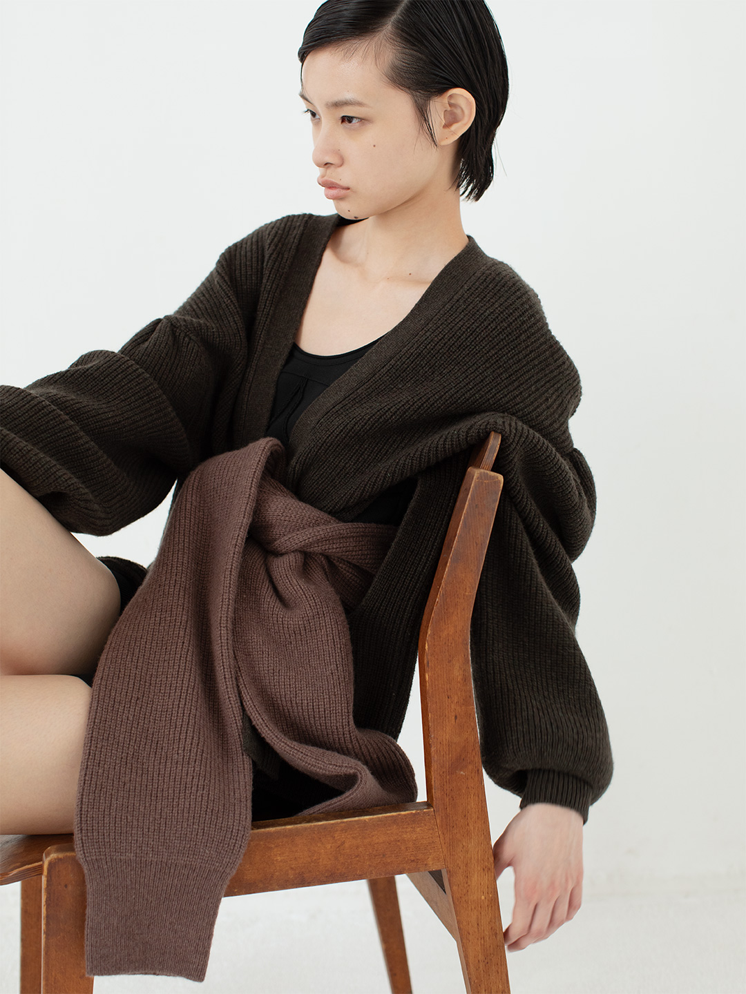Sleeve Tie Wool Gown
