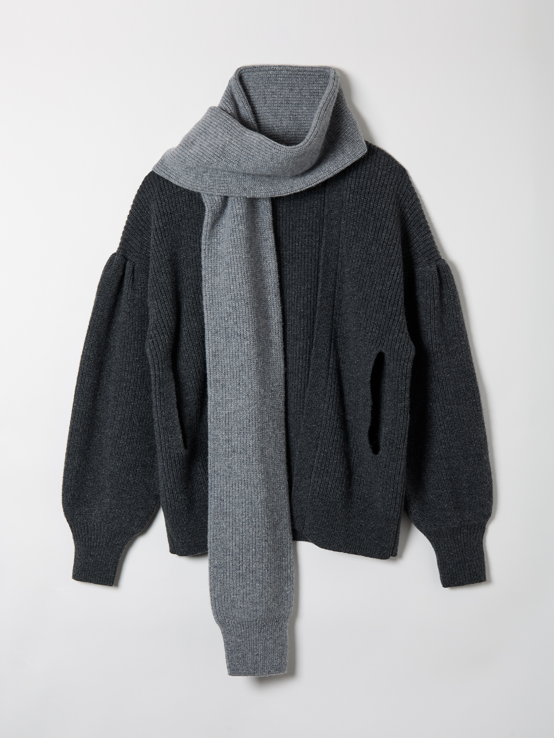 Sleeve Tie Wool Gown 詳細画像 Gray 3