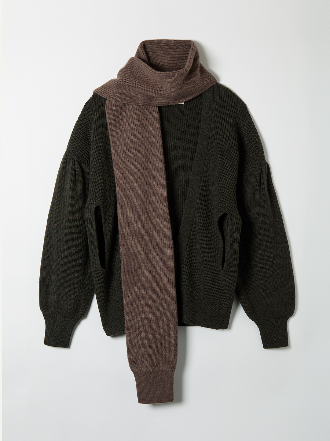 Sleeve Tie Wool Gown 詳細画像 Khaki 3