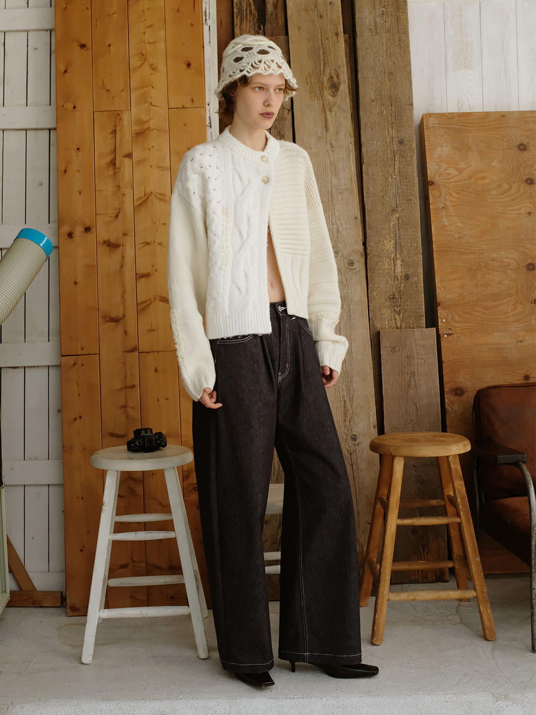 Denim Tucked Trousers
