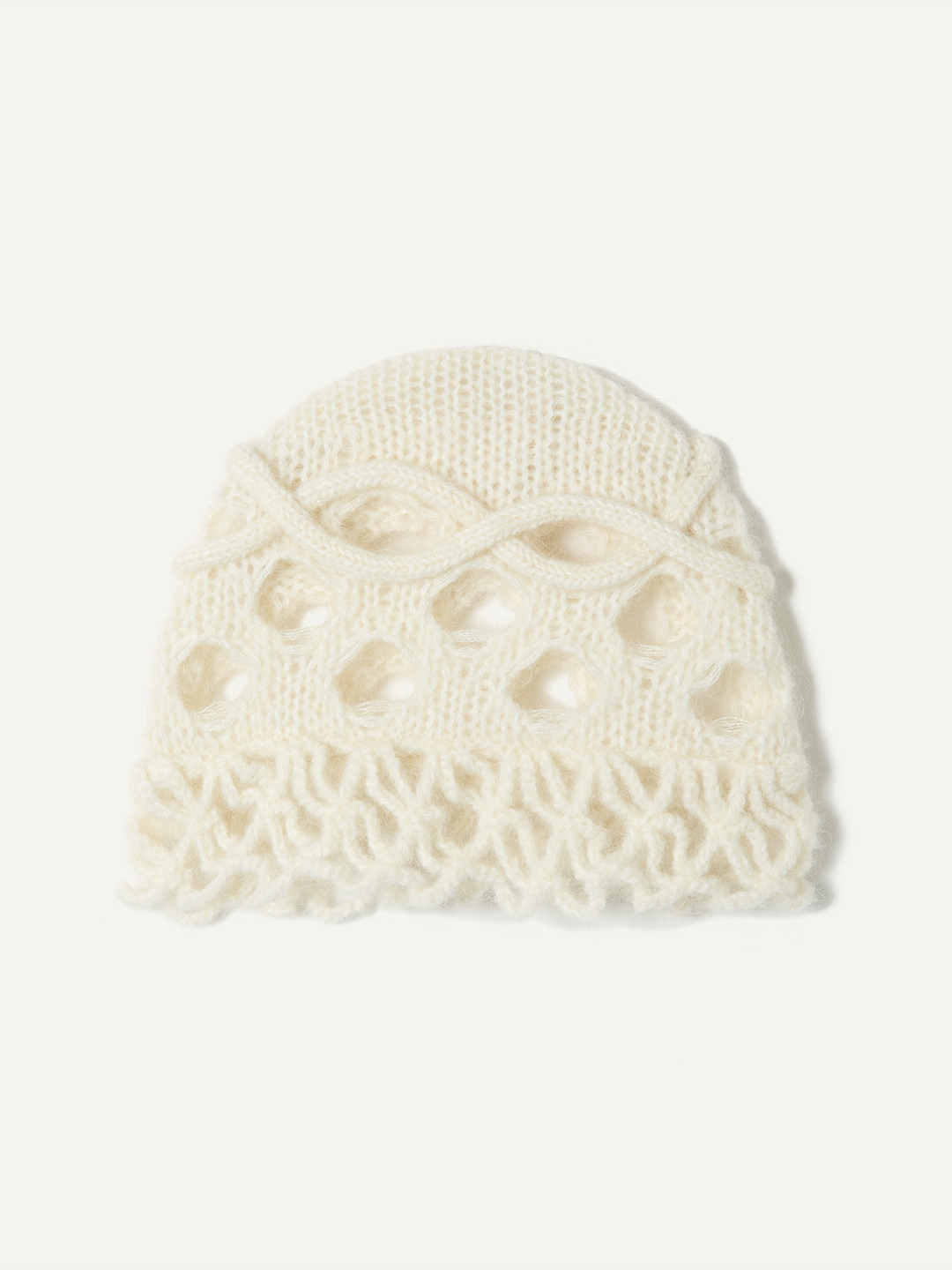 Cable&Dot Mohair Hat 詳細画像 White 1