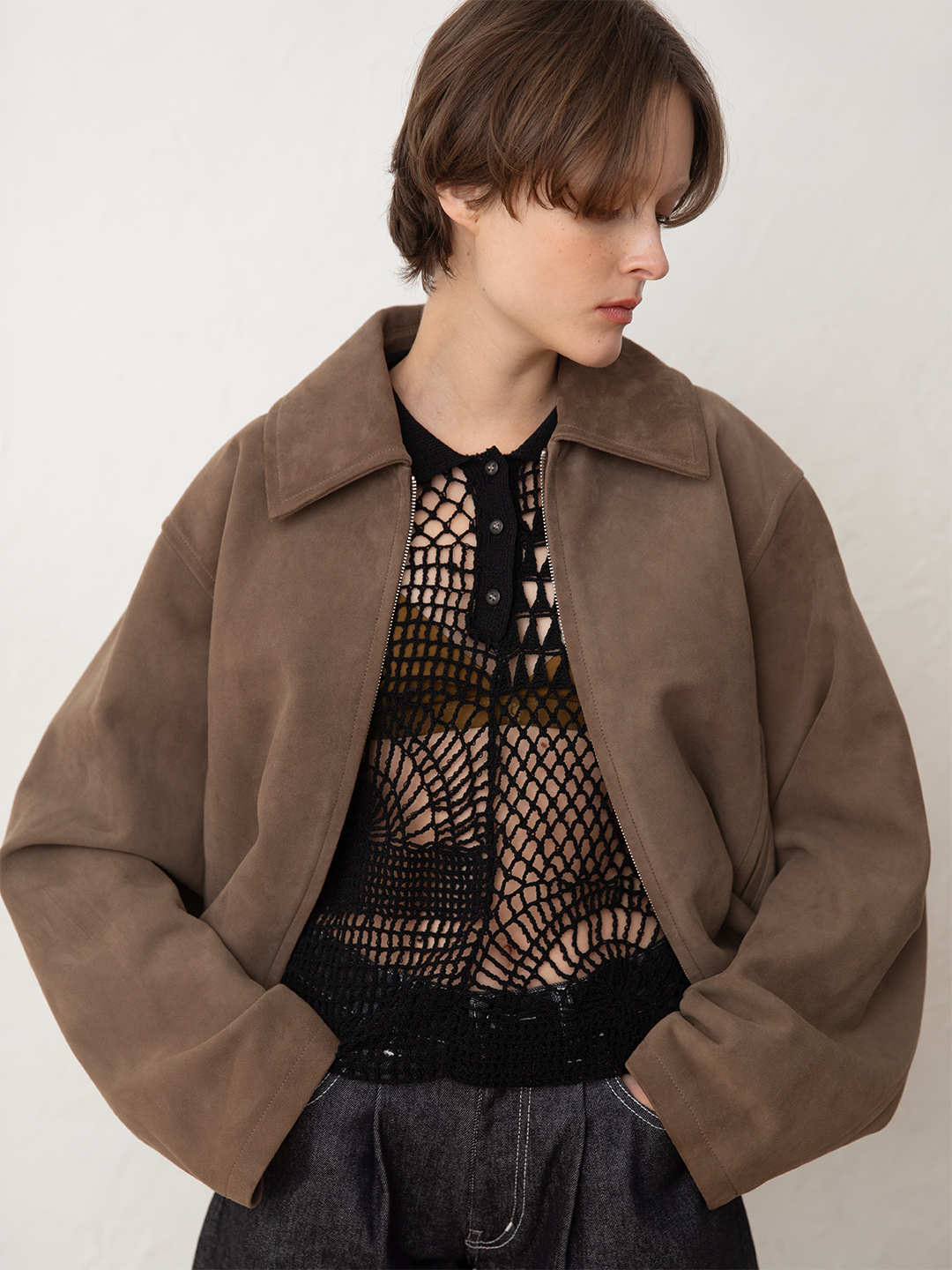 Suede Leather Jacket 詳細画像 Greige 2