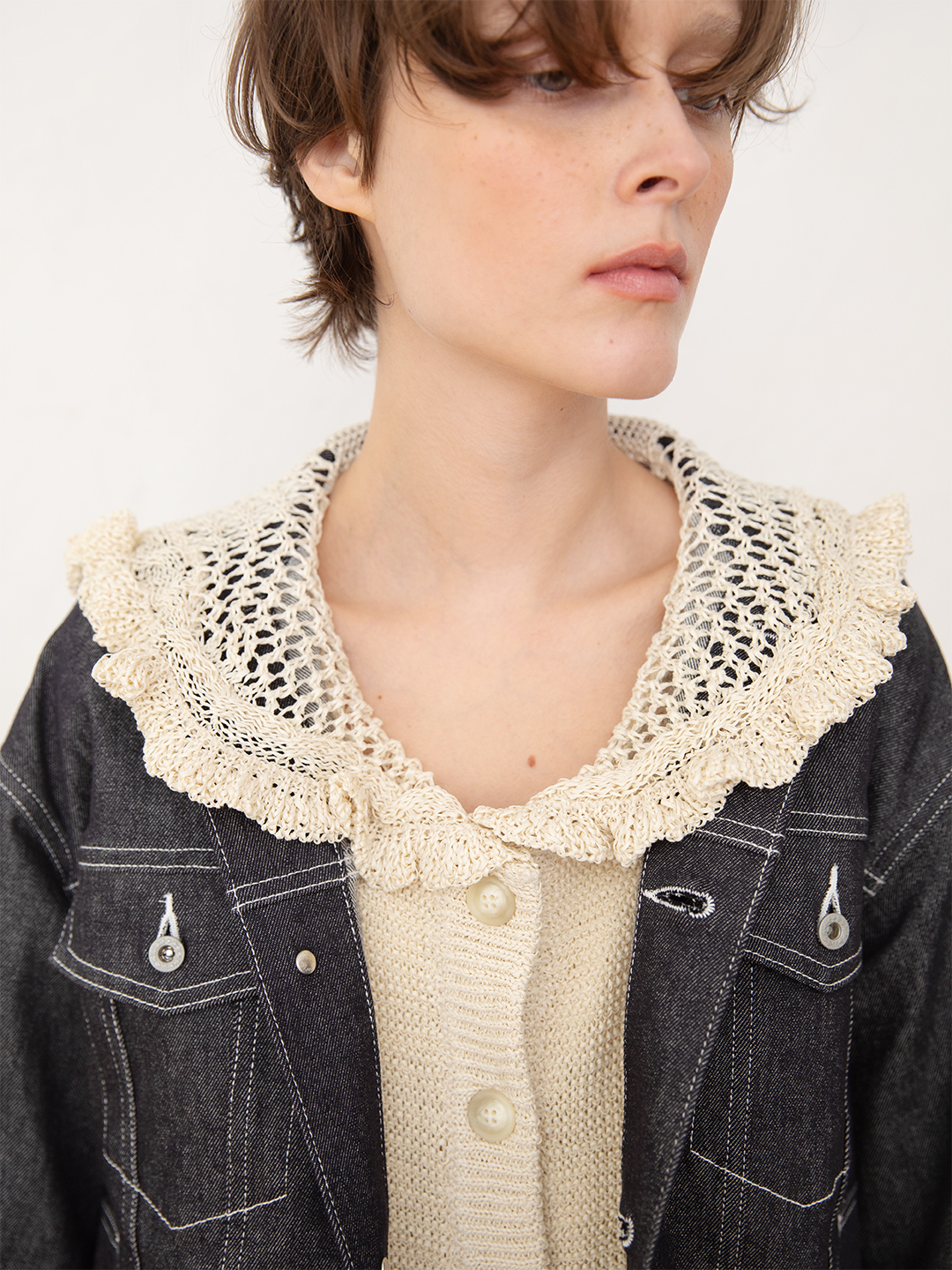 Sailor Crochet Cardigan 詳細画像 White 1