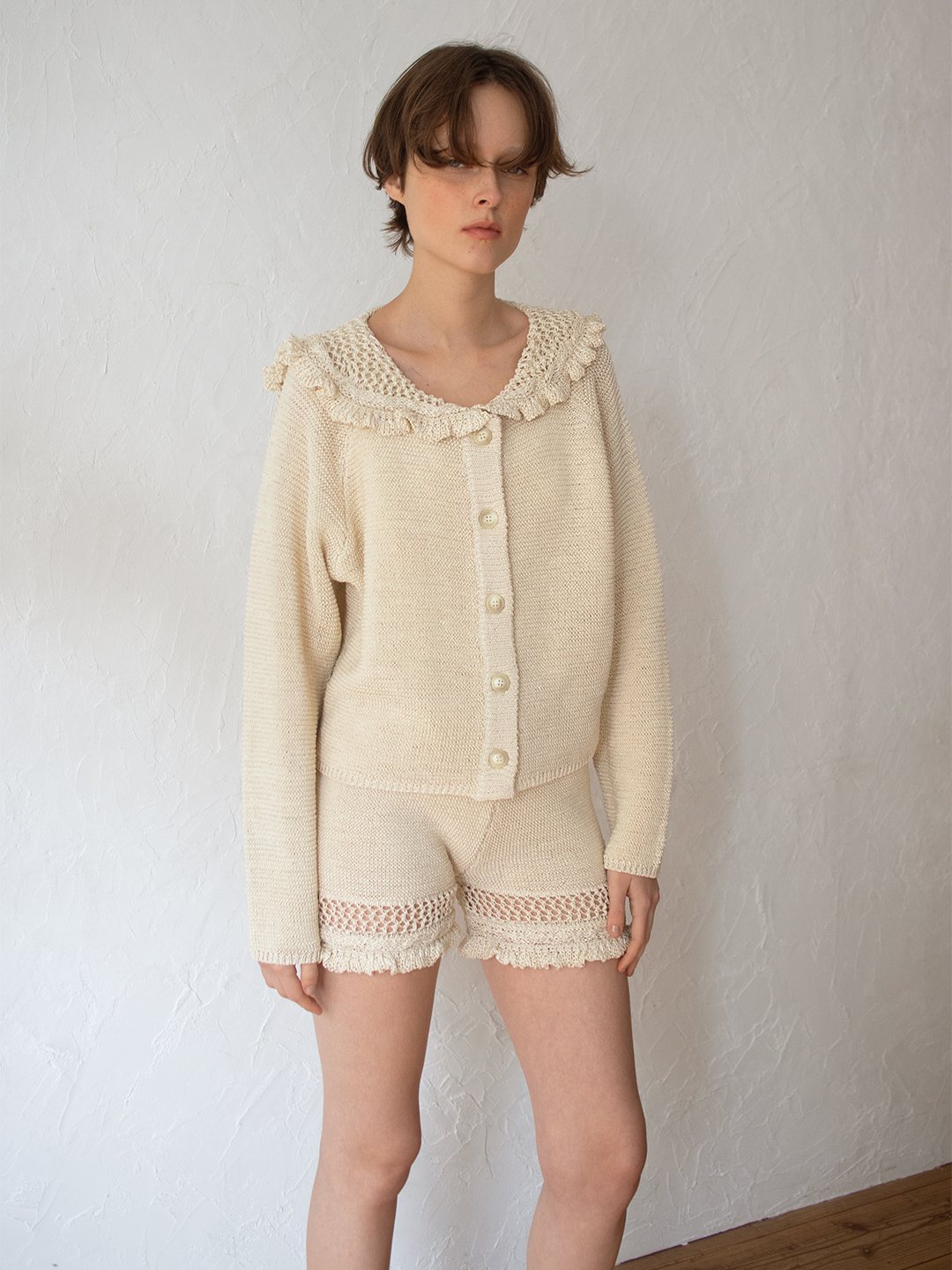 Ruffle Crochet Shorts 詳細画像 White 2