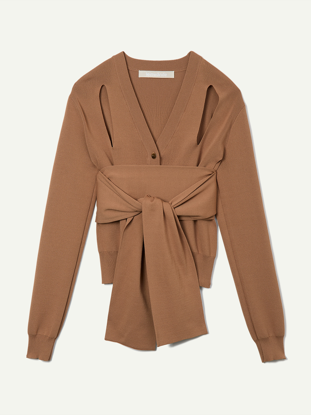 Ribbon Tie Dry-touch Cardigan/Brown | leinwände | ラインヴァンドの