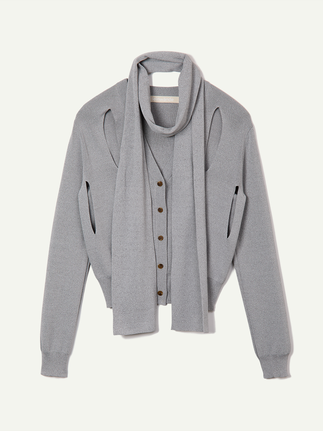 Ribbon Tie Dry-touch Cardigan 詳細画像 Gray 4