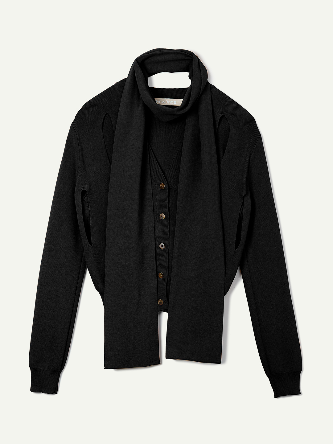 Ribbon Tie Dry-touch Cardigan 詳細画像 Black 4
