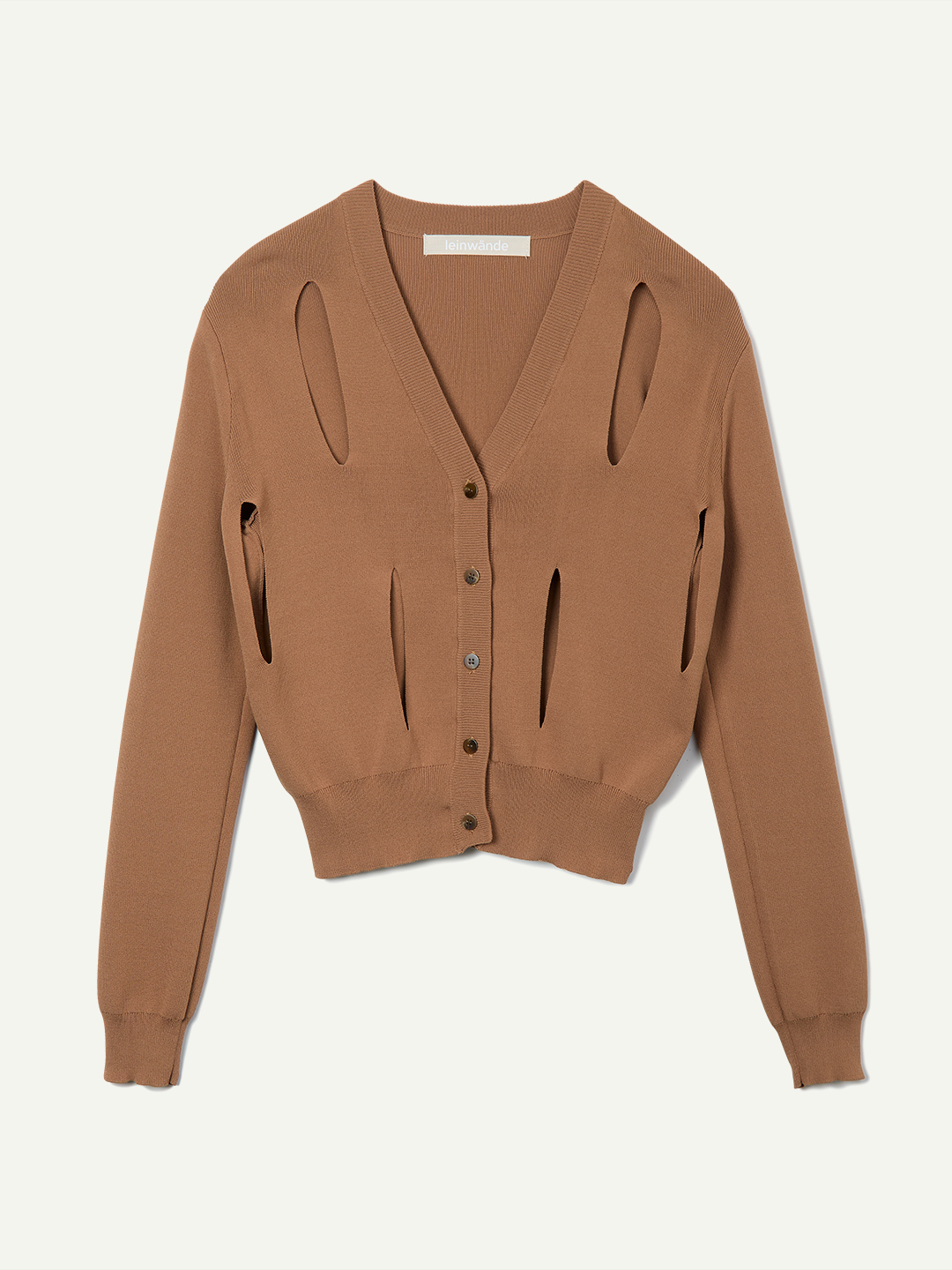 Ribbon Tie Dry-touch Cardigan 詳細画像 Brown 2