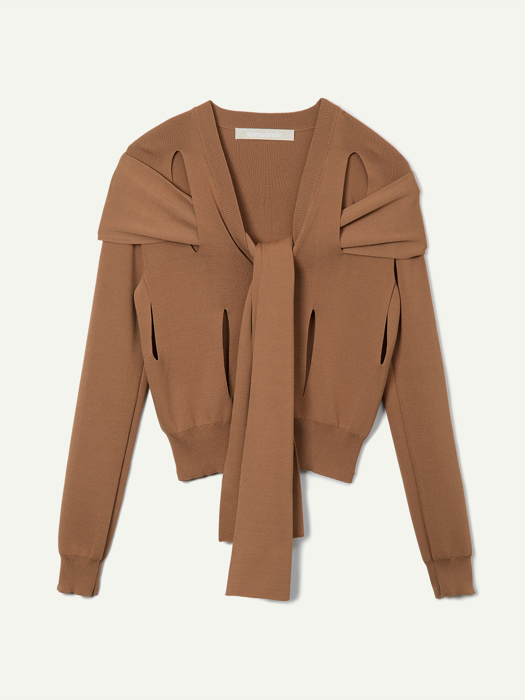 Ribbon Tie Dry-touch Cardigan 詳細画像 Brown 5