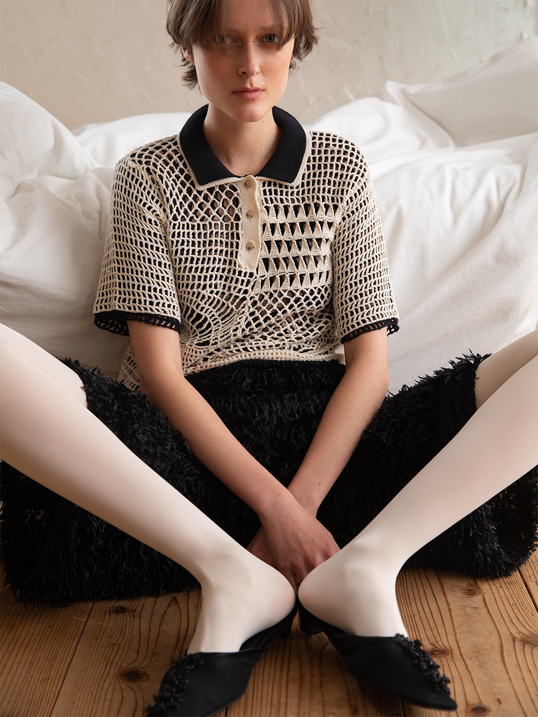 Landscape Crochet Polo 詳細画像 Black 4