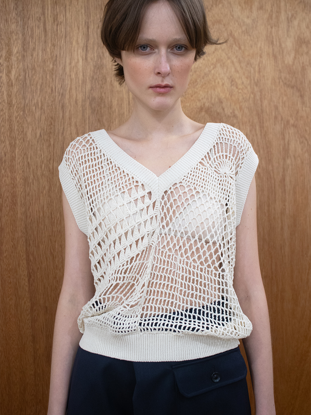 Landscape Crochet Vest 詳細画像 White 3