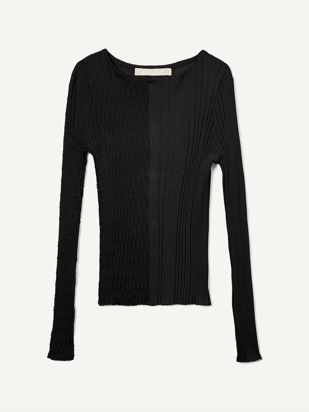 LEINWANDE ミックスフリンジクロップトップ Mixture Rib Knitted Top/Black | leinwände | ラインヴァンドの公式