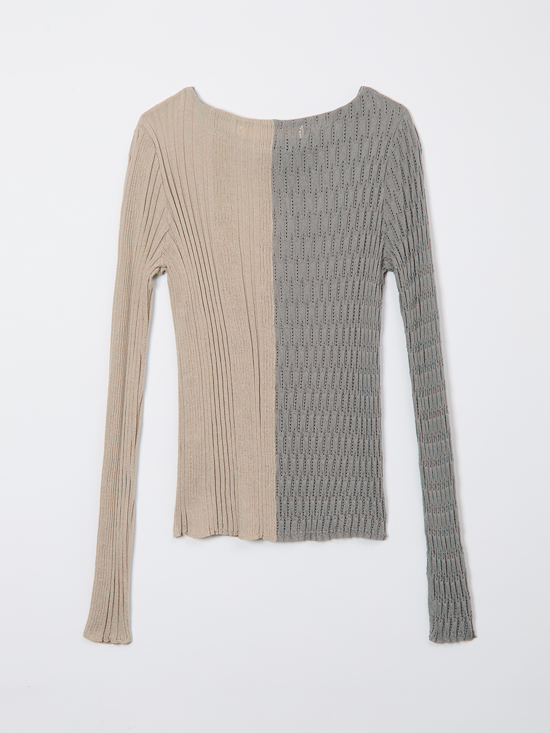 Mixture Rib Knitted Top 詳細画像 Gray 2