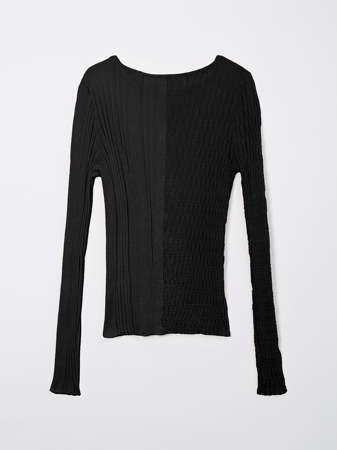 Mixture Rib Knitted Top 詳細画像 Black 2