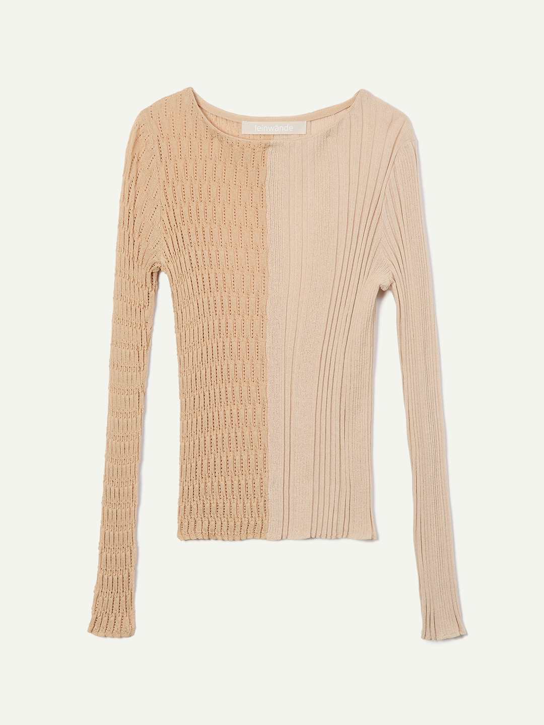 Mixture Rib Knitted Top 詳細画像 Beige 1