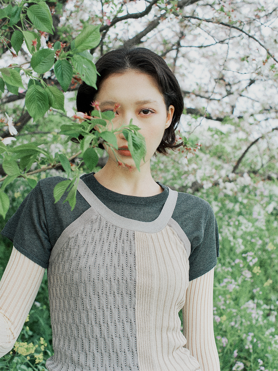 Mixture Rib Knitted Tank 詳細画像 Gray 1