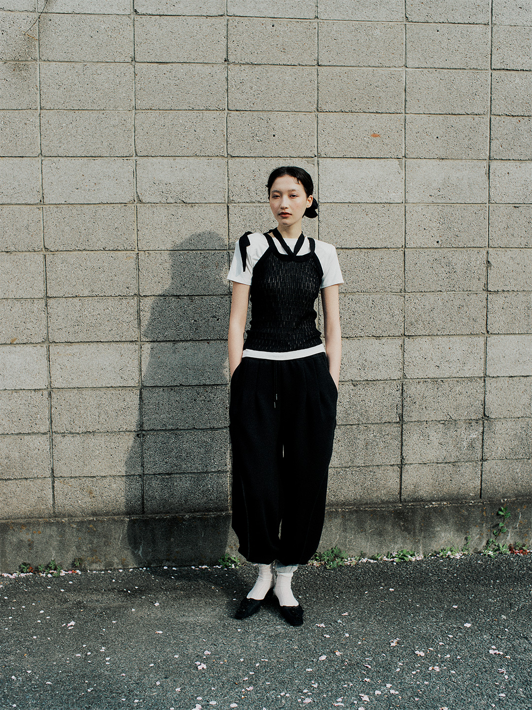 Mixture Rib Knitted Tank 詳細画像 Black 3
