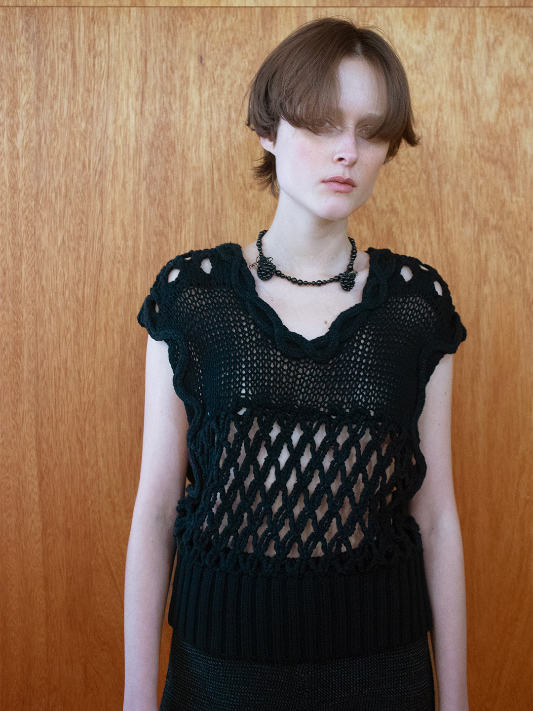 Mix Yarn Crochet Top 詳細画像 Black 2