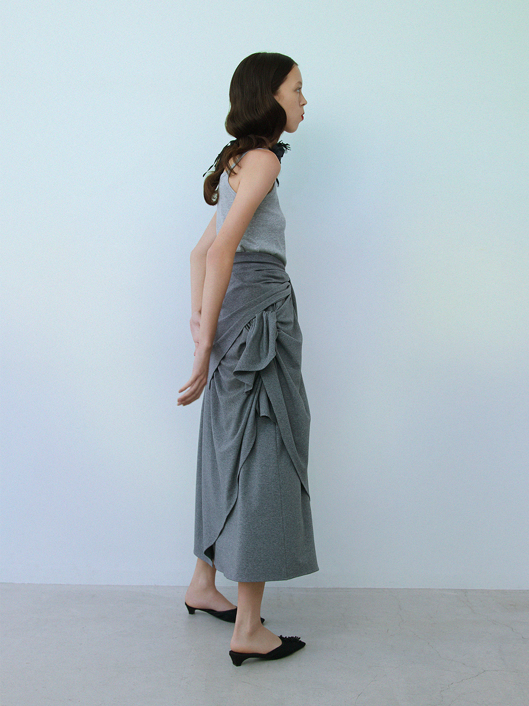 Scarf Long T-Shirt 詳細画像 Gray 3