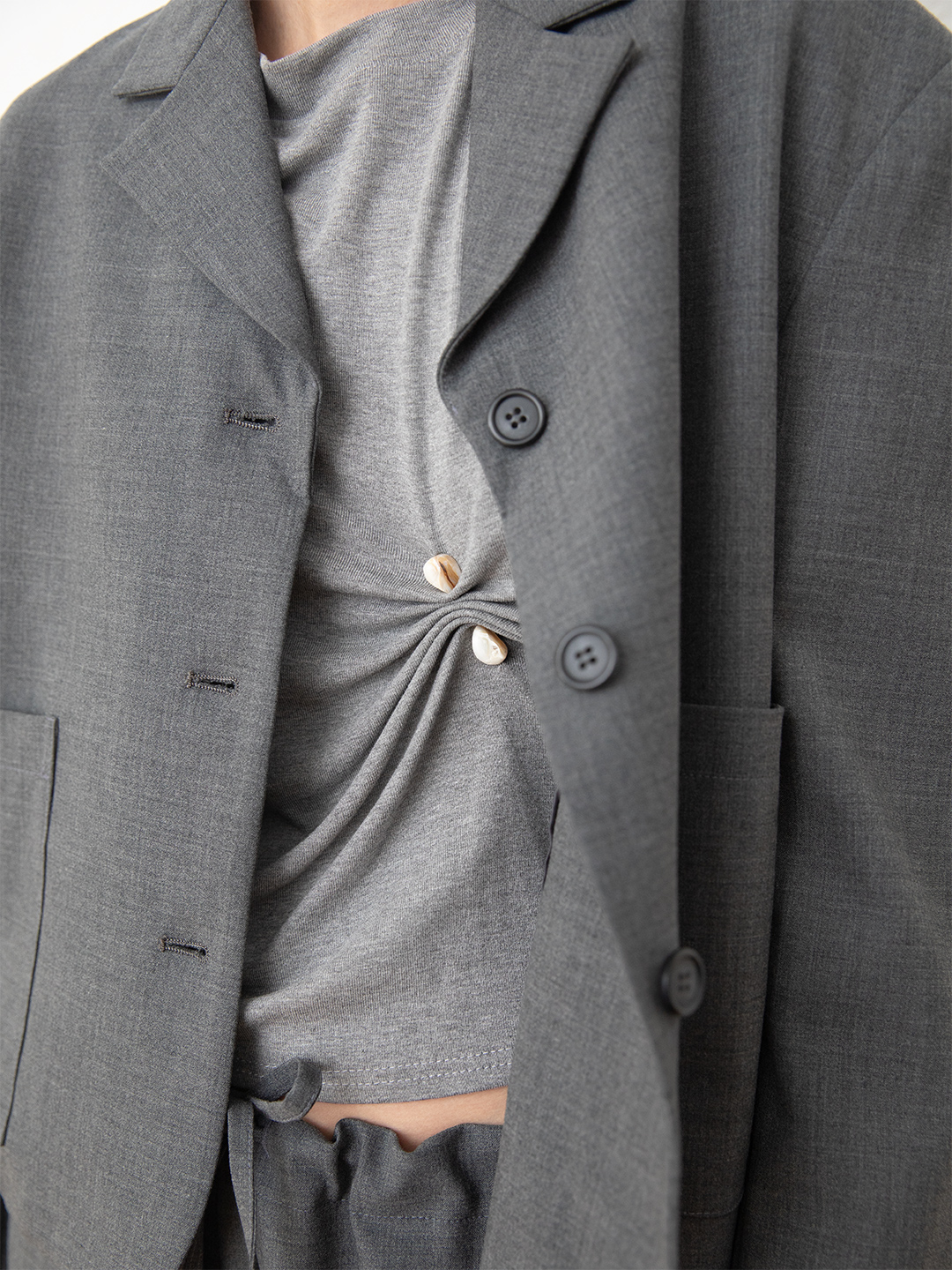 Stone Pinched Lyocel Tee 詳細画像 Gray 2