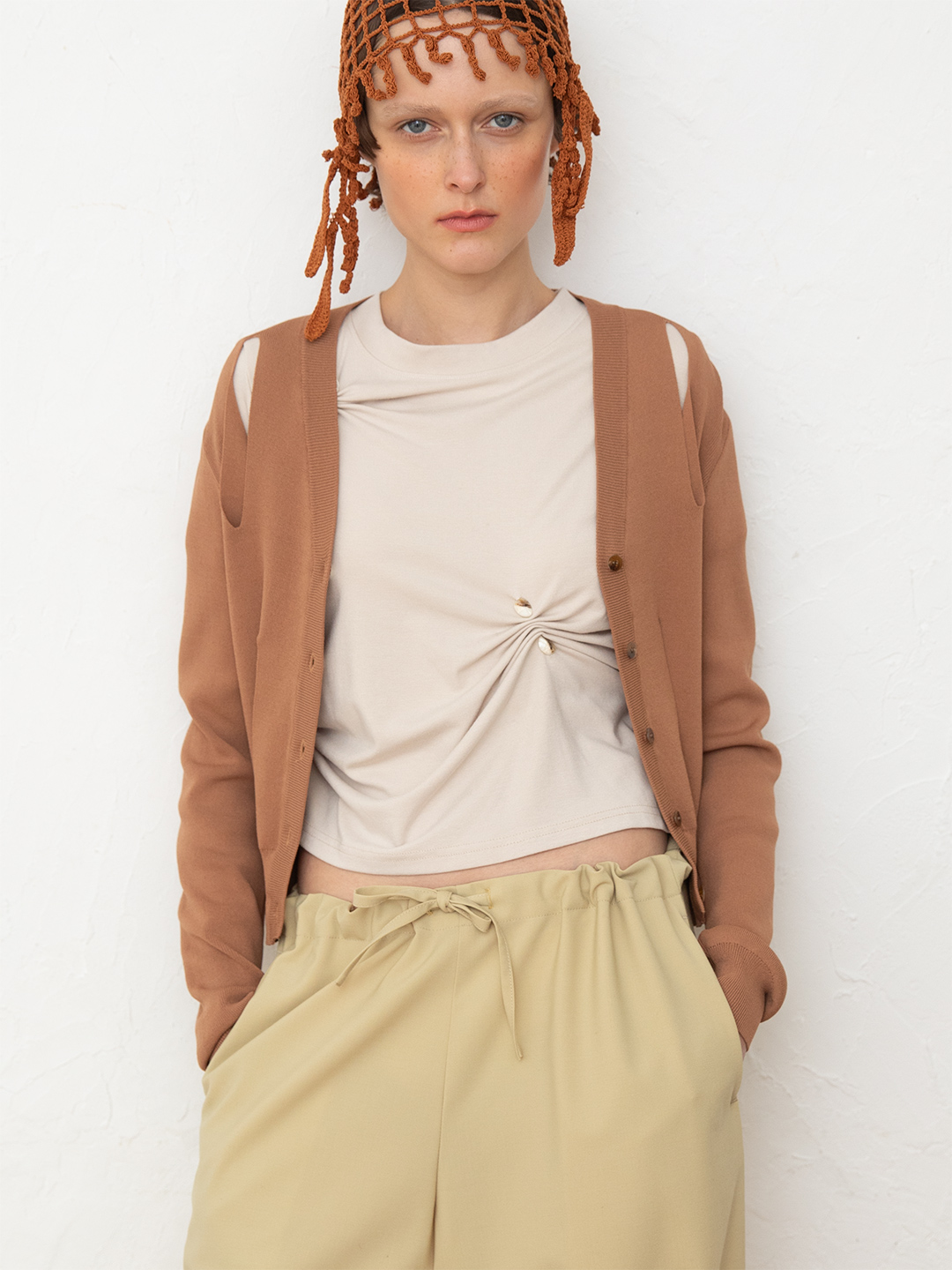 Stone Pinched Lyocel Tee 詳細画像 Beige 2