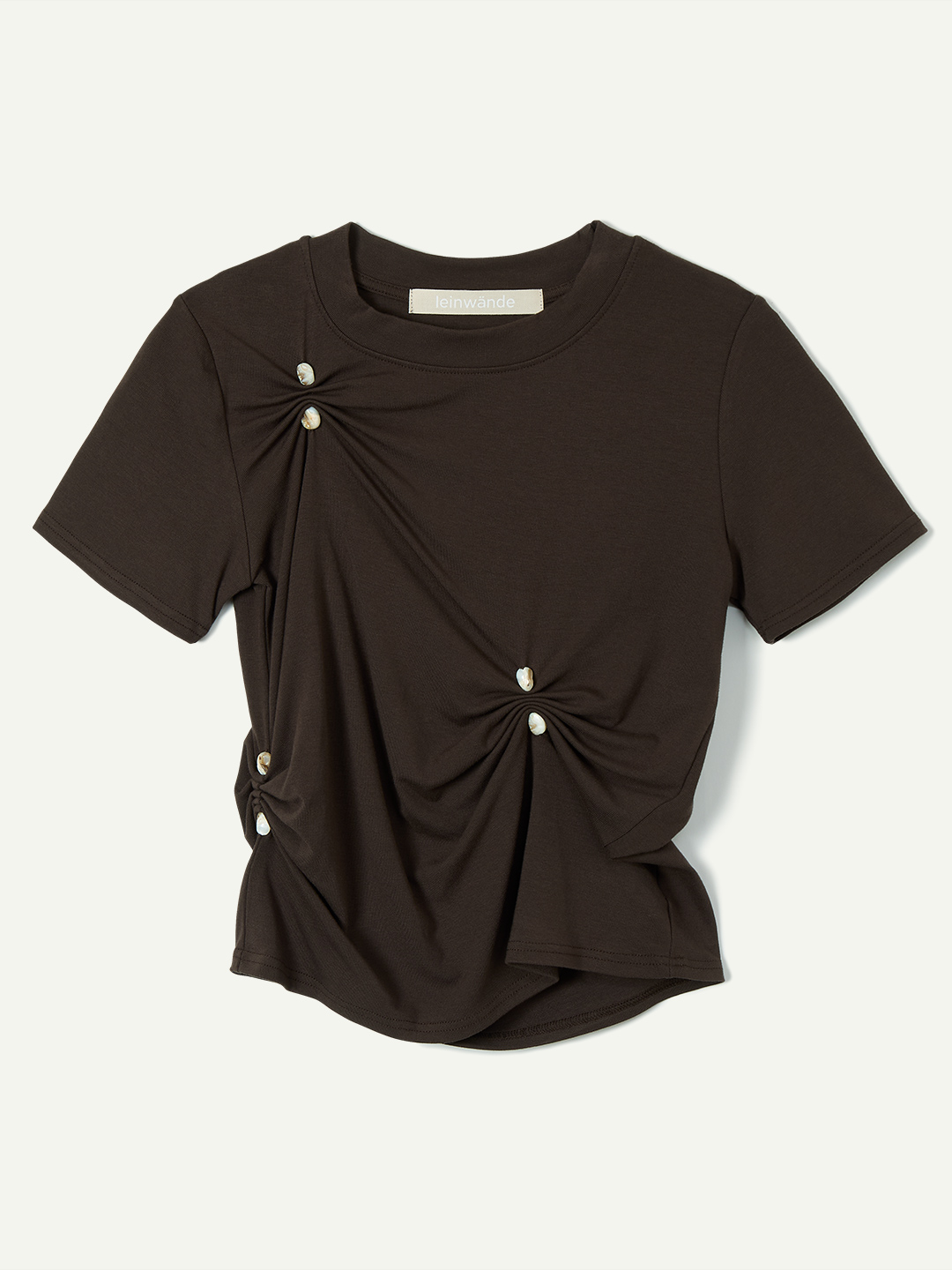 Stone Pinched Lyocel Tee 詳細画像 Brown 1