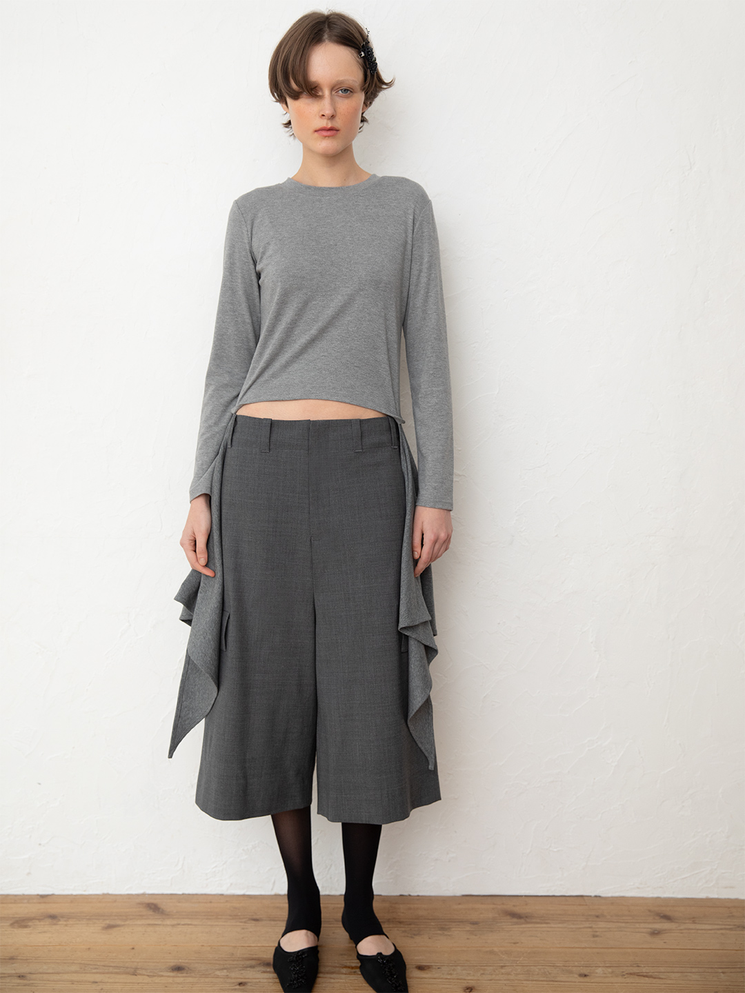 Straight Cropped Shorts 詳細画像 Gray 2